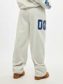 SUMWON WOMEN Pantalon de jogging ample avec numéros de varsité d'université, jambes larges, coupe ample, chaud pour l'hiver, ample et confortable, mode streetwear, graphiques numéro 003