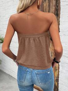 Chiquease 女士實色百褶筒頂，適合夏季休閒穿著