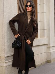 EMERY ROSE Women's Fashionable & Versatile Overcoat, Autumn/Winter Fall Overcoat Teacher - Coffee Brown - View 8