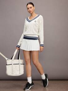 Activina Women's Casual Colorblock Striped Knit Sweater