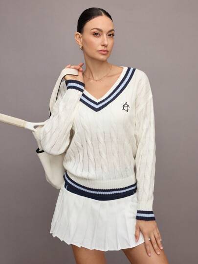 Activina Women's Casual Colorblock Striped Knit Sweater