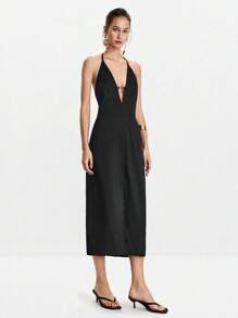 SHEIN LUNE Vestidos midi de mujer para Halloween - Negro - Ver 4