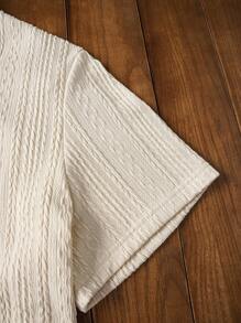 Manfinity NXTstreet Men's Casual Loose Knit Drop Shoulder Polo Shirt With Turndown Collar, Short Sleeve Men Polo Shirt Knitted Polo Shirt Men Textured Polo Shirt Short Sleeve Polo Shirt - Khaki - View 5