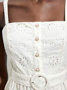 Maija 女式多色印花方领设计收腰别致度假浪漫波西米亚宽领口无袖褶皱腰喇叭形 A 字拼接沙滩裙，波西米亚风格伊莎贝拉岛度假装，夏季多巴胺度假装，独立音乐节西式长裙 - 彩色 - 查看 7