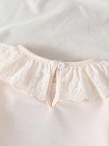 SHEIN Baby Girl Cartoon Rabbit Print Long Sleeve Ruffle Hem T-Shirt And Floral Print Pants Set Baby Girl Two Piece Set Fall Winter - Multicolor - View 4