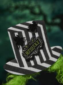 Beetlejuice X SHEIN 1 pieza Diadema de cosplay de hechicero del inframundo, tocado de Halloween, sombrero de copa a rayas blanco y negro, disfraz divertido, gótico, cosplay - Multicolor - Ver 6