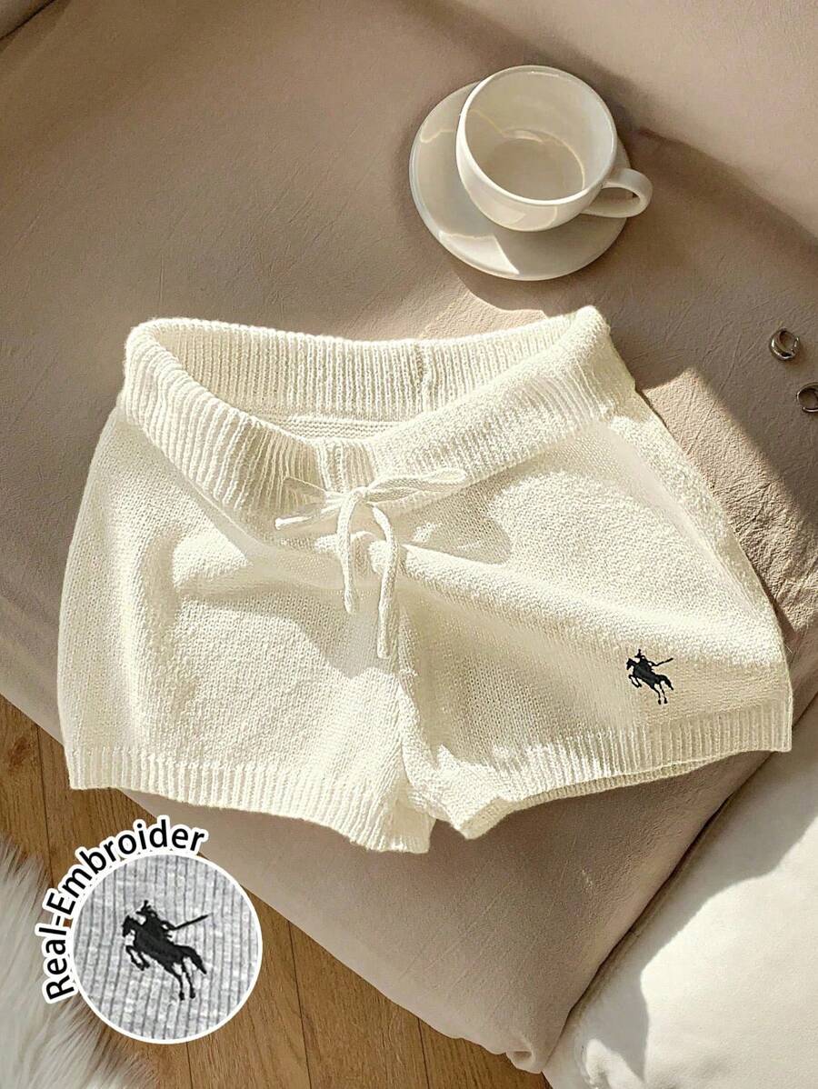 Comfortcana 女士休闲紧身迷你毛衣裤，适合日常穿着，适合返校穿着 - 杏色 - 查看 1