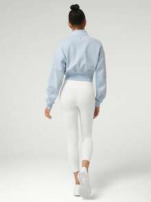 GLOWMODE Mỗi ngày Lông cừu Áo nịt ngực Hiệu ứng Dây kéo Quần skinny Ống cổ Áo nỉ Hằng ngày Đồ ngủ - Màu xanh nhạt - Xem 8