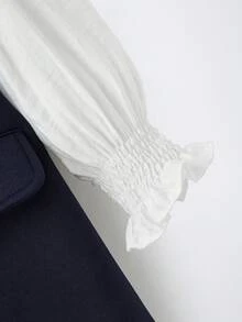 SHEIN Maija Kids 2件套少女彼得潘领长袖衬衫裙套装