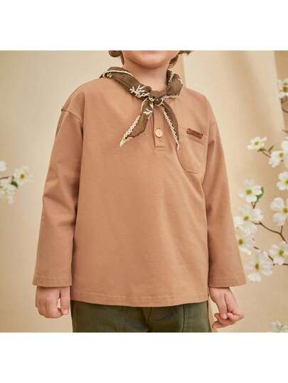 Loomiva Young Boy Decorative Jacquard Knit Soft Crew Neck Long Sleeve Pullover