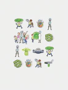 Rick and Morty X SHEIN 可爱卡通宇宙飞船战斗印花贴纸套装 - 彩色 - 查看 4