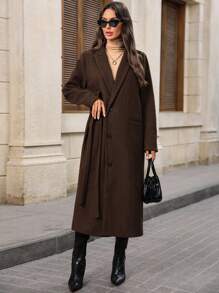 EMERY ROSE Women's Fashionable & Versatile Overcoat, Autumn/Winter Fall Overcoat Teacher - Coffee Brown - View 10