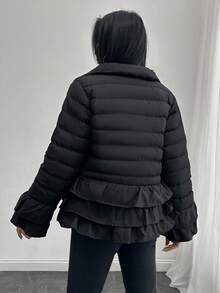 EURMUSE Palton de iarnă elegant și căptușit pentru femei, casual, drăguț, pentru purtare zilnică - Negru - Vizualizare 2