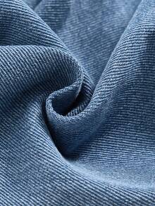 SHEIN Quần yếm denim ống đứng rộng rãi, mềm mại, họa tiết trái tim rách, thoải mái cho bé gái, thời trang mặc hàng ngày, mùa xuân/thu - Rửa trung bình - Xem 8