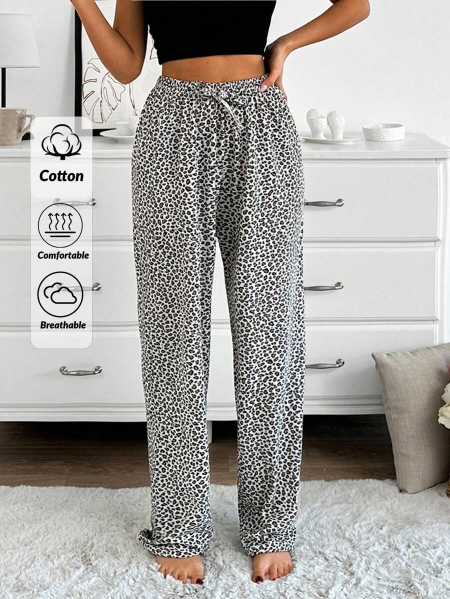 RueChic Women Plus Size Cotton LEOPARD Pattern Sleep Bottom - Multicolor - View 1