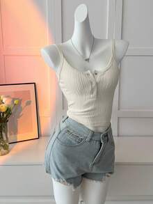 DAZY 2 件女式吊带背心开衫短款上衣套装，适合秋季和春季长袖上衣 - 米色 - 查看 3