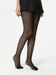 ROMWE Grunge Punk 1 par de calcetines de red con diseño de corazón y póker, dulce y fresco - Negro - Ver 4