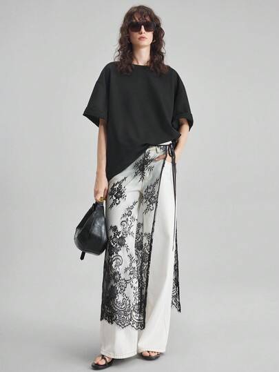 Ontre Lace 2025 Autumn Women's Tie Side Cover Up Skirt, Fashionable Minimalist Design, Urban Commute Business Casual Apparel, Party Versatile Casual Business Office Wear, Elegant Urban Commuter Style, High Quality Airport Fashion Skirt