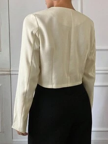 Livesso 女士新款常规款短夹克，秋季 - 杏色 - 查看 2