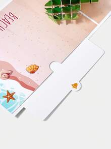 We Bare Bears X SHEIN Tarjeta de felicitación 3D de 180 grados con lindo patrón de oso de verano e isla - Multicolor - Ver 6