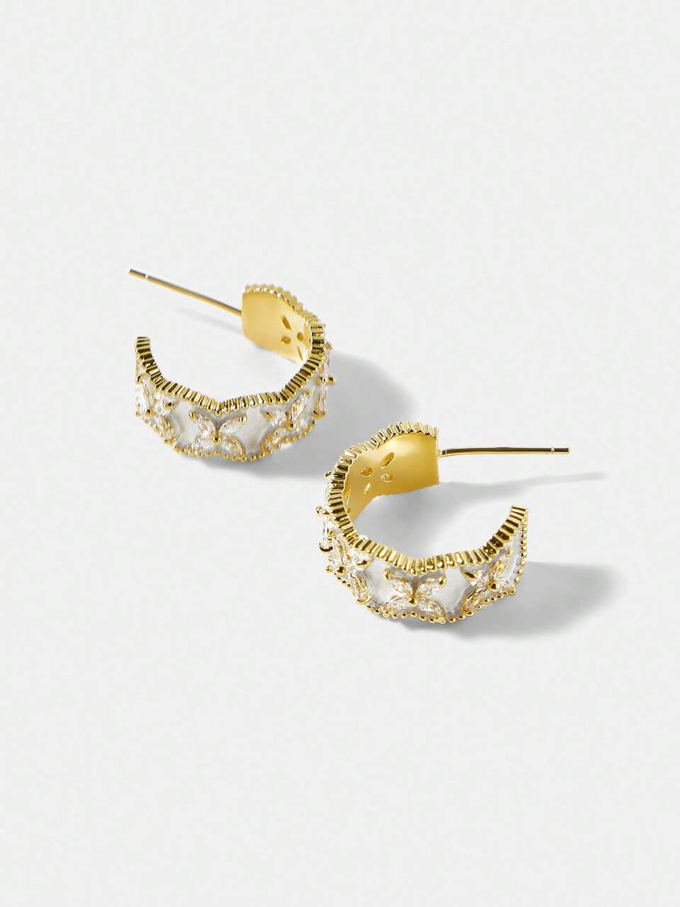 18K GOLD PLATED DRIP OIL PRINT HOOP EARRINGS