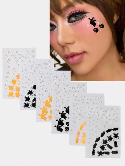 J-Fashion Assortiment de papillons, de paillettes d'Halloween et de pierres de maquillage