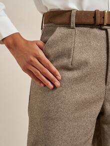 Airaco Women's Casual Front Button Pocket Harem Pants Fall Cloth For Women - Coffee Brown - View 3