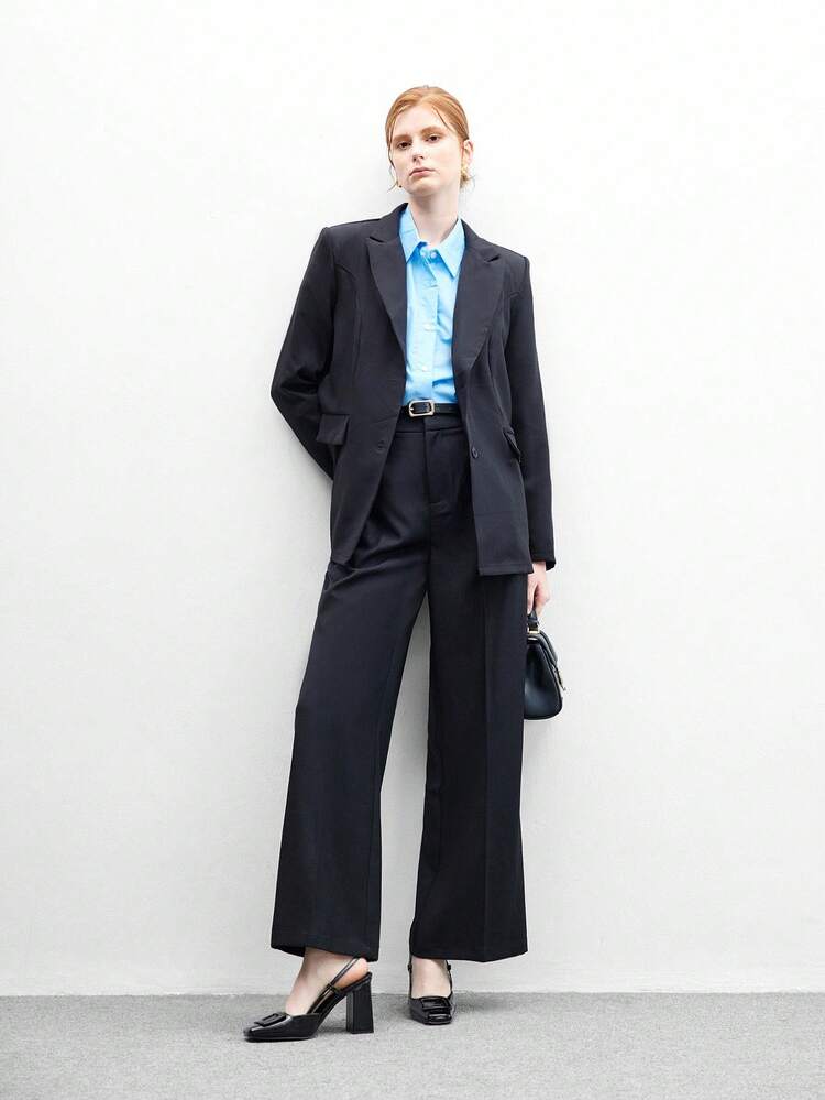 CUCCOO BIZCHIC レディース スクエアトゥ チャンキーヒール ブラウン PUレザー スリッポンフラット、ファッショナブルなミニマリスト デイリーウェアやイベントに快適