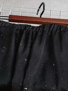 GlowEve 2pcs Women Commuting Minimalist Shiny Raglan Short Sleeve Top And Pants Set - Black - View 4