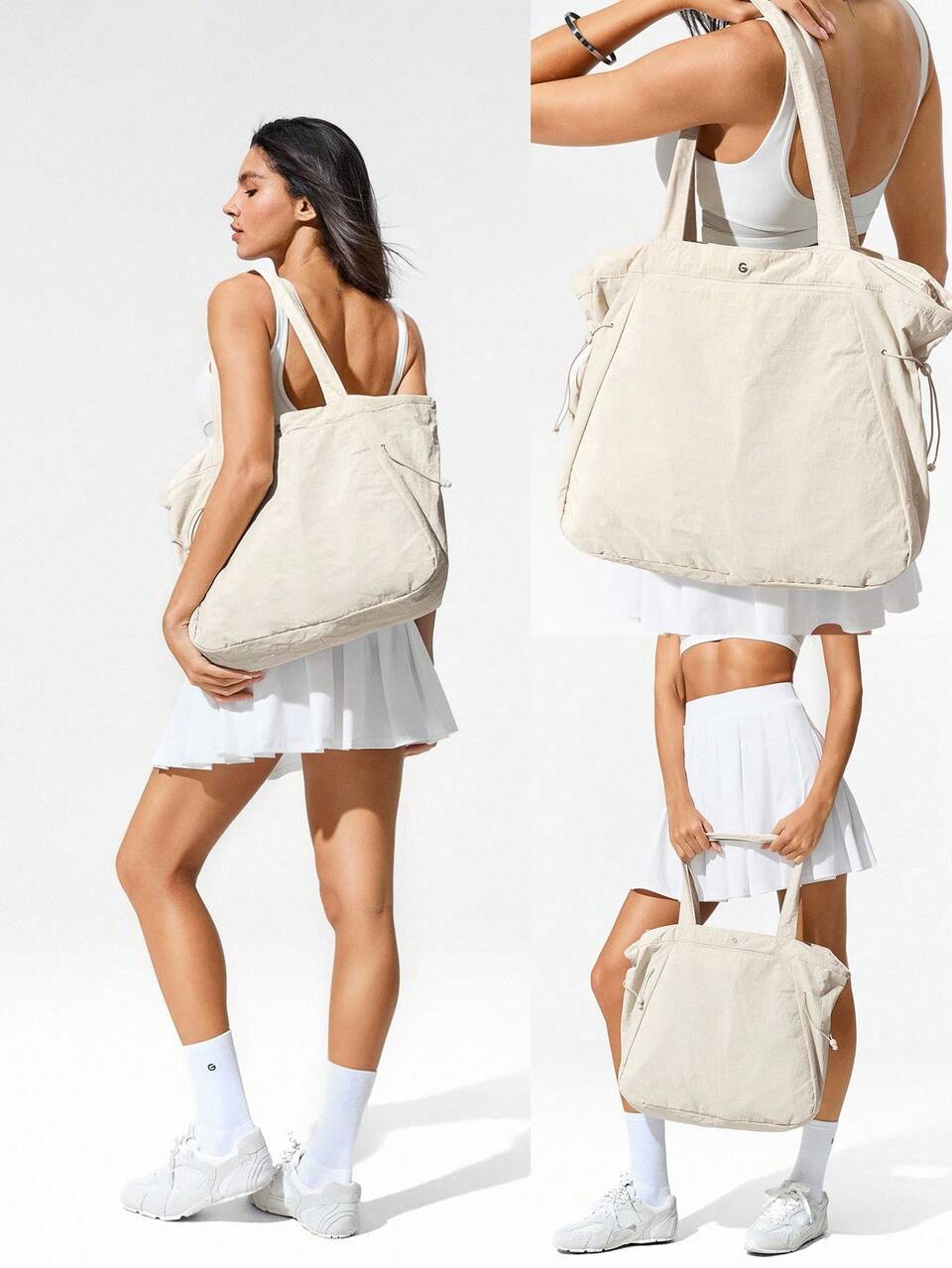 18L NylonZipper Pocketed Tote Bag Beach Travel Daily Casual Travel Bag Fall Winter