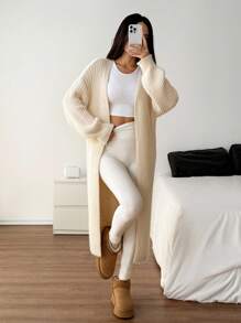 SHEIN PETITE Cardigan chaud pour femmes pour les sorties en automne et en hiver