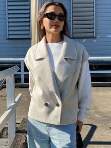 DAZY Women's Loose Short Sleeveless Woolen Vest Coat, Autumn/Winter Jacket