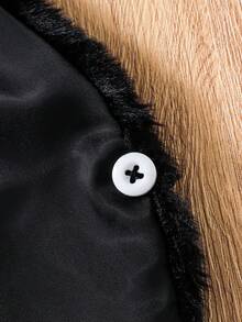 SHEIN Elladie kids 适合年轻女孩的人造毛皮无袖夹克，优雅 - 黑色 - 查看 4