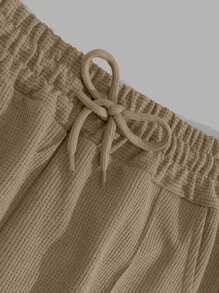 EURMUSE 棉质男式带标签贴花常规 T 恤和裤子两件套