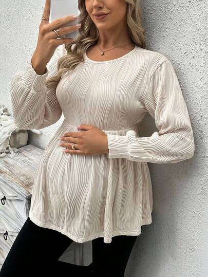 SHEIN 纯色长袖休闲孕妇运动衫