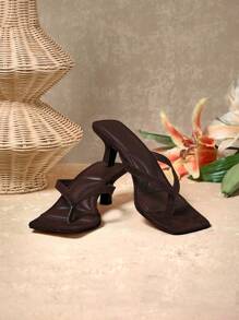 SHUZIA Women's Low Kitten Heel Thong Slip On Heeled Sandals