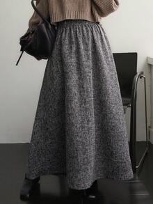 Dazy-Less 女士宽松商务休闲A字裙，灰色，适合通勤和办公穿着，秋冬季 - 灰色 - 查看 3