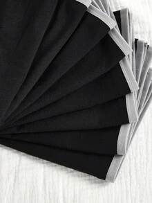 8件套 少女简约风格薄款中腰提臀无缝内裤 - 黑色 - 查看 3