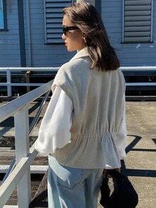 DAZY Women's Loose Short Sleeveless Woolen Vest Coat, Autumn/Winter Jacket