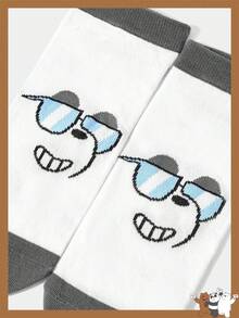 We Bare Bears X SHEIN 1 Pair Women's Funny Cartoon Pattern Contrast Color Ankle Socks