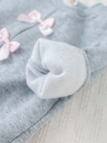 Cozy Pixies 2pcs Baby Girl Bow Decor Crew Neck Long Sleeve Sweatshirt And Elastic Waist Pants Set Fall Winter - Multicolor - View 4
