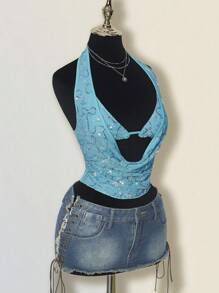 SHEIN ICON 女士性感低胸亮片派对吊带背心 - 白色 - 查看 9