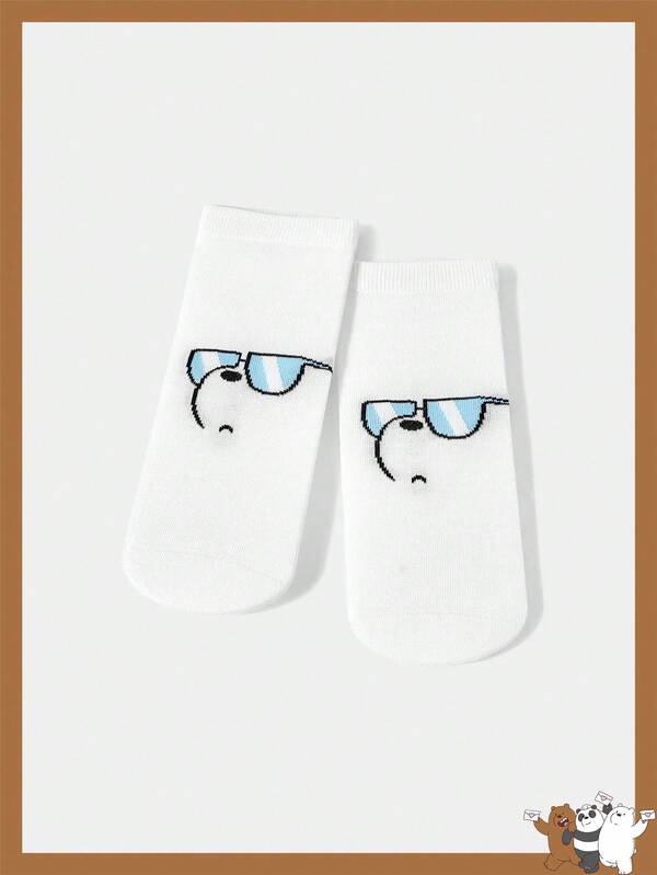 We Bare Bears X SHEIN 1 Pair Women's Comfortable Cute Cartoon Pattern Ankle Socks