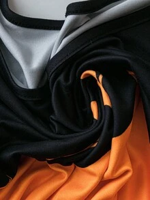 SHEIN LUNE 万圣节南瓜印花长袖上衣和紧身裤套装，女装 - 黑色 - 查看 6