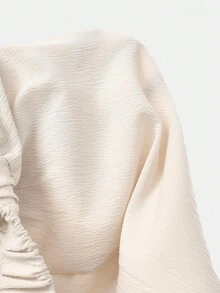 Girlism Apricot Elastic Waist Pleated Loose Fit Pants For Teen Girls, Elegant For Commuting, All-Match & Versatile/Activities/Autumn/Winter/Halloween,Glowmode,Fall,Christmas/Holiday/Festival/Winter,Halloween,Fall,Winter,Autumn,Christmas,Y2k,Summer - Apricot - View 6