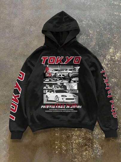 SHEIN Bolty Tween Boy Autumn New Arrival, Casual Minimalist Style, Graffiti Handpainted Vintage Car, Academic Style, English Letter, Sporty Style, Street Style, Y2K Cartoon Pattern Loose Fit Thick Sweatshirt, Suitable For Autumn/Winter Fall