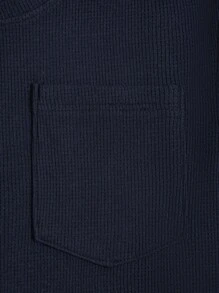 RueChic Men Waffle Fabric Pocket Detail Regular T-Shirt Set - Navy Blue - View 5