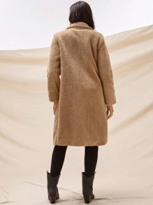 Boho Mama Maternity Solid Color Minimalist Daily Wear 3-In-1 Long Sleeve Jacket  Winter Coats   Faux Fur Coats  Boho  Winter Coat  Fleece Winter Coat - Khaki - View 2