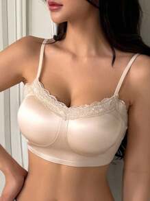 DAZY Lace Patchwork Slight Push-Up Adjustable Spaghetti Strap Women Bra