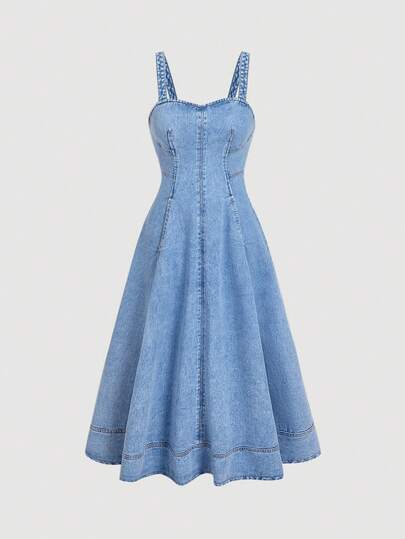 SHEIN MOD 女士休闲时尚牛仔吊带连衣裙